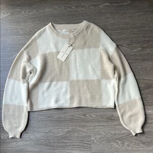 Moon & Madison Colorblock Beige and Cream Sweater